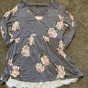 Torrid gray floral knit top